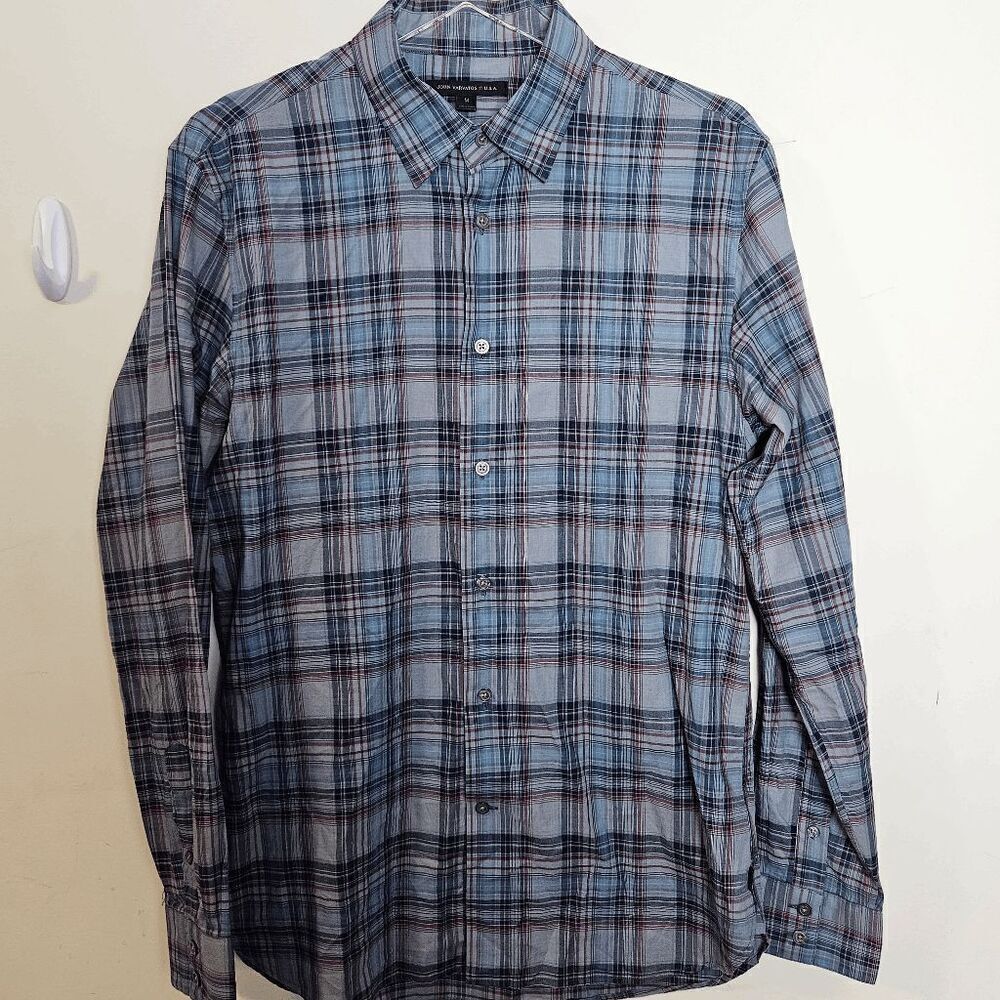 John Varvatos Star USA Long Sleeve Plaid Button Front Shirt W184Q4B Men's Blue/G